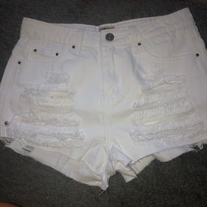 White zipper shorts